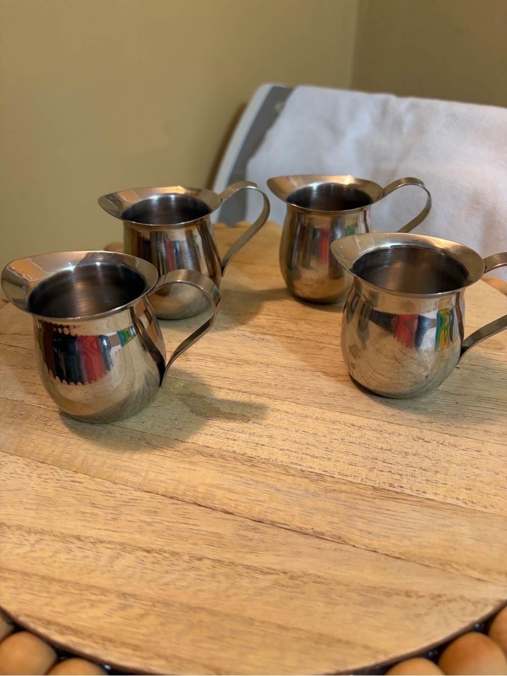 Polished Stainless Steel Creamer Pitchers - Set of 4